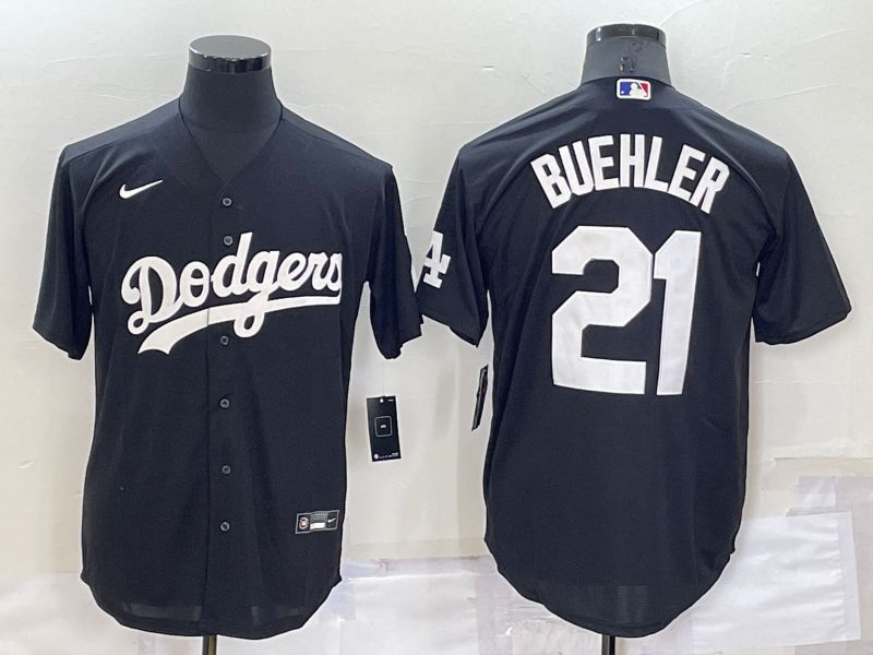 Men Los Angeles Dodgers 21 Buehler Black Inversion Nike 2022 MLB Jersey